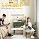 AIYAPLAY Kids Desk and Chair Set with Storage Shelves, Drawer, Green