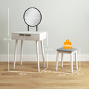 HOMCOM Dressing Table Vanity Set Make Up Desk With Mirror & Stool White