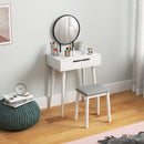 HOMCOM Dressing Table Vanity Set Make Up Desk With Mirror & Stool White