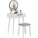 HOMCOM Dressing Table Vanity Set Make Up Desk With Mirror & Stool White