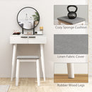 HOMCOM Dressing Table Vanity Set Make Up Desk With Mirror & Stool White