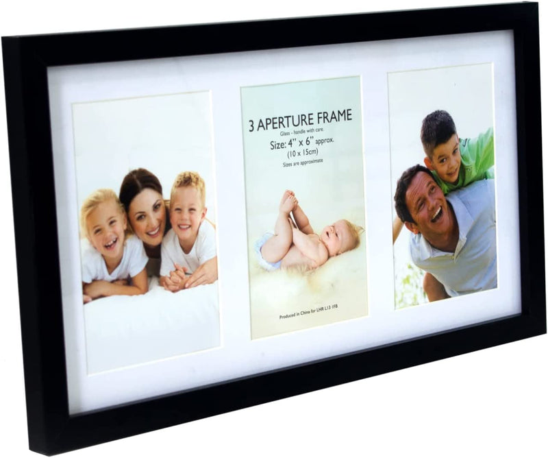 Lewis's Multi Aperture Photo Picture Frame with 3 Photos (Black, 4" x 6")