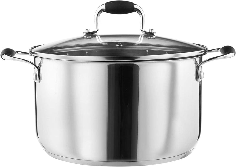 Lewis's Stainless Steel Stockpot 24cm with Glass Lid - Silver