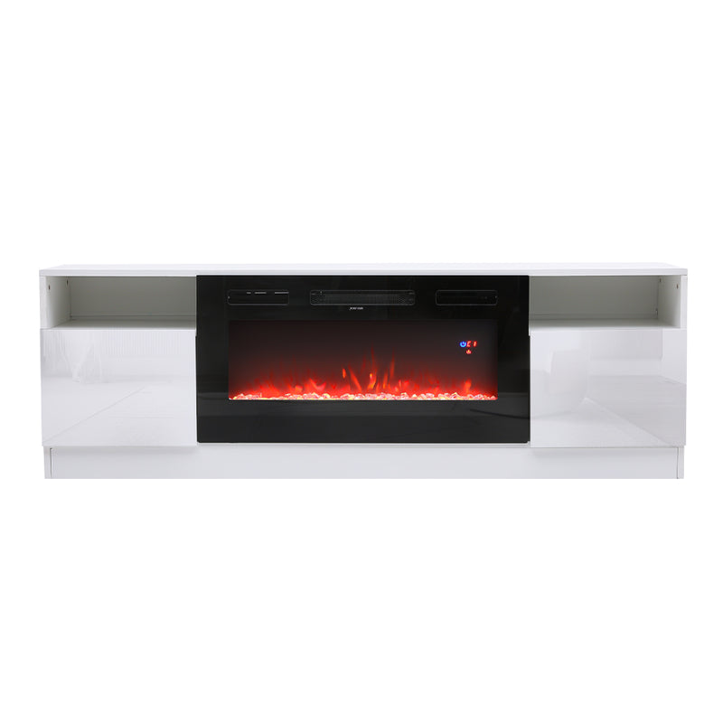 Recessed Electric Fireplace TV Stand with Closed Storage