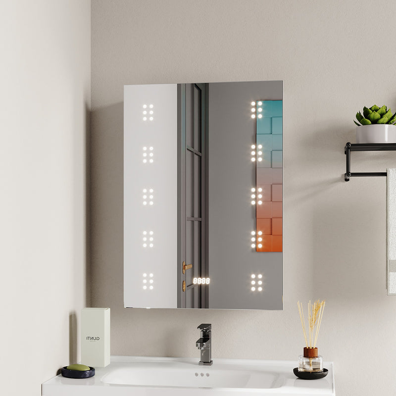 Livingandhome Wall Mount LED Mirror Cabinet with Demister Pad for Bathroom