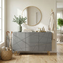 HOMCOM Storage Cabinet, Sideboard With Adjustable Shelves, High Gloss Grey