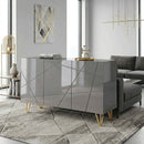 HOMCOM Storage Cabinet, Sideboard With Adjustable Shelves, High Gloss Grey