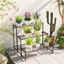 Outsunny 3-Tier Metal Plant Stand, Modern Ladder Shelf For Garden, Black