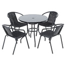 Breeins Outdoor Tempered Glass Garden Table With 4 Rattan Chairs