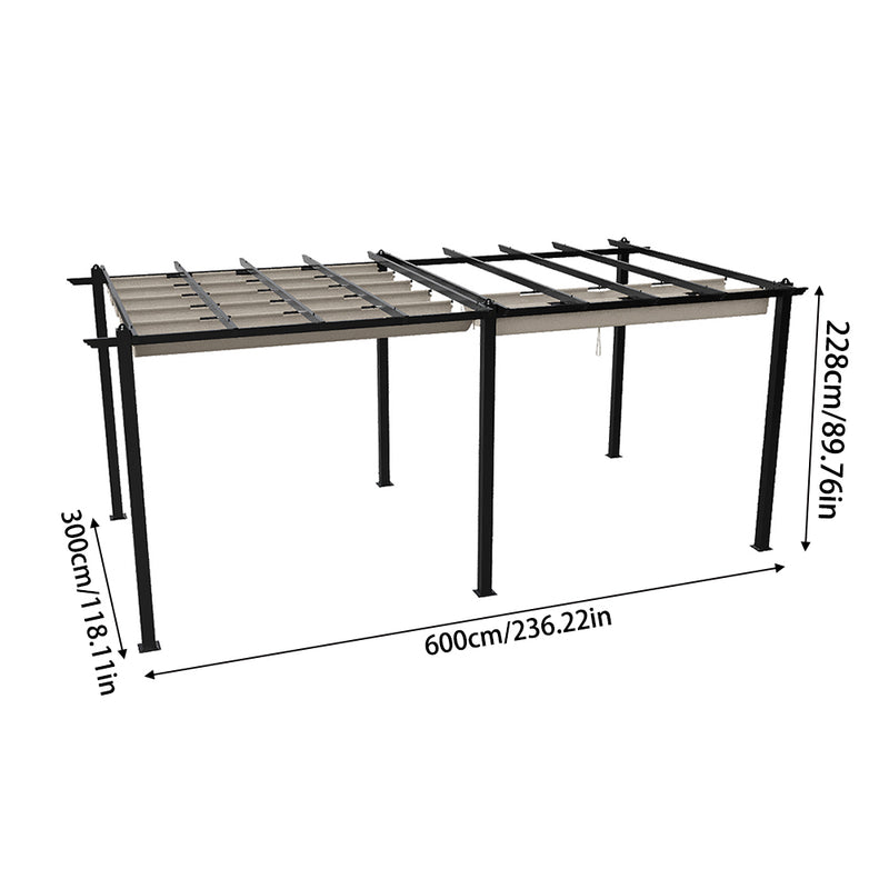 Breeins 10x20ft Aluminium Pergola with Retractable Roof