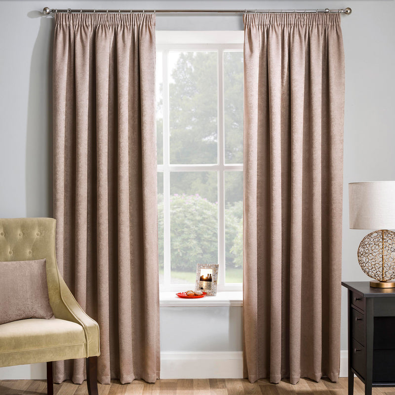 Enhanced Living Matrix Latte Natural Tape Top Thermal Noise reducing Dim Out Curtains - Pair