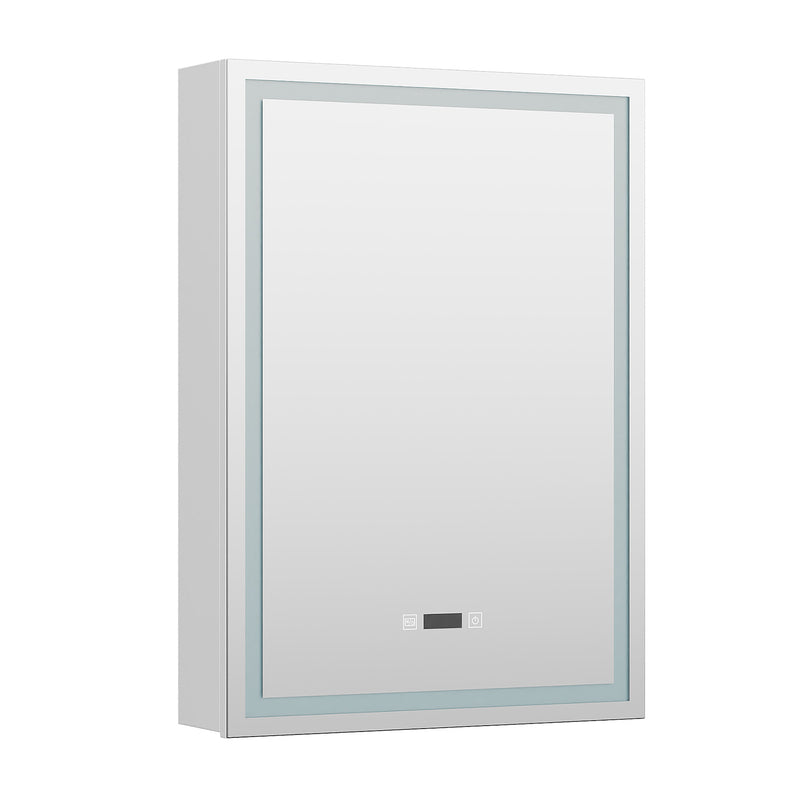 Livingandhome Single-Door Bathroom Mirror Cabinet with LED Lighting
