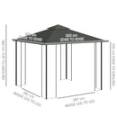 Outsunny 3 x 3(m)  Garden Gazebo Marquee Tent Canopy Shelter Pavilion Grey