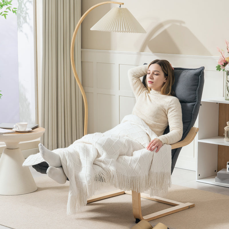 HOMCOM Birch Wood Lounge Chair For Living Room, Bedroom