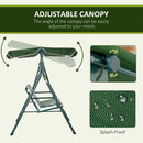 Outsunny Outdoor 3-person Porch Swing Chair with Adjustable Canopy Green