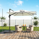 Outsunny 2.4 X 2.4 M Cantilever Parasol W/ Umbrella Weights, Cream White