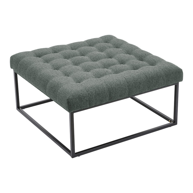 Livingandhome Square Linen Footstool with Metal Frame