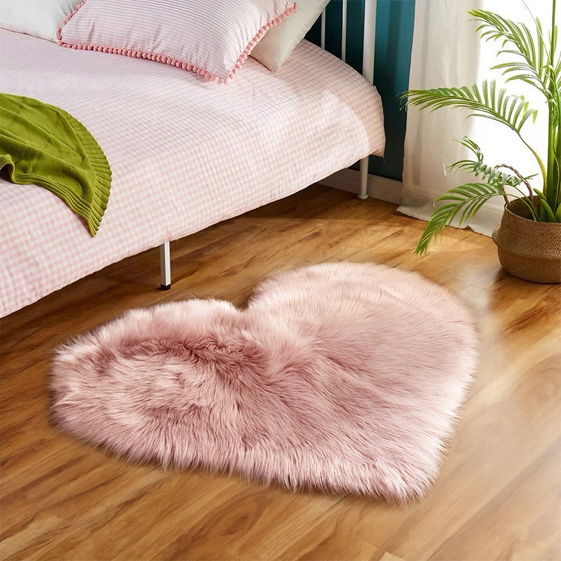 Lifeideas Heart Shaped Super Soft Shaggy Area Rug Pink