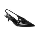 Slingback Pointed Closed Toe Kitten Heels - Black