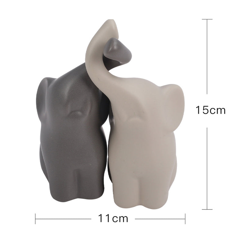 Lifeideas Set of 2 Ceramic Couple Elephant Ornaments Decoration Figurine