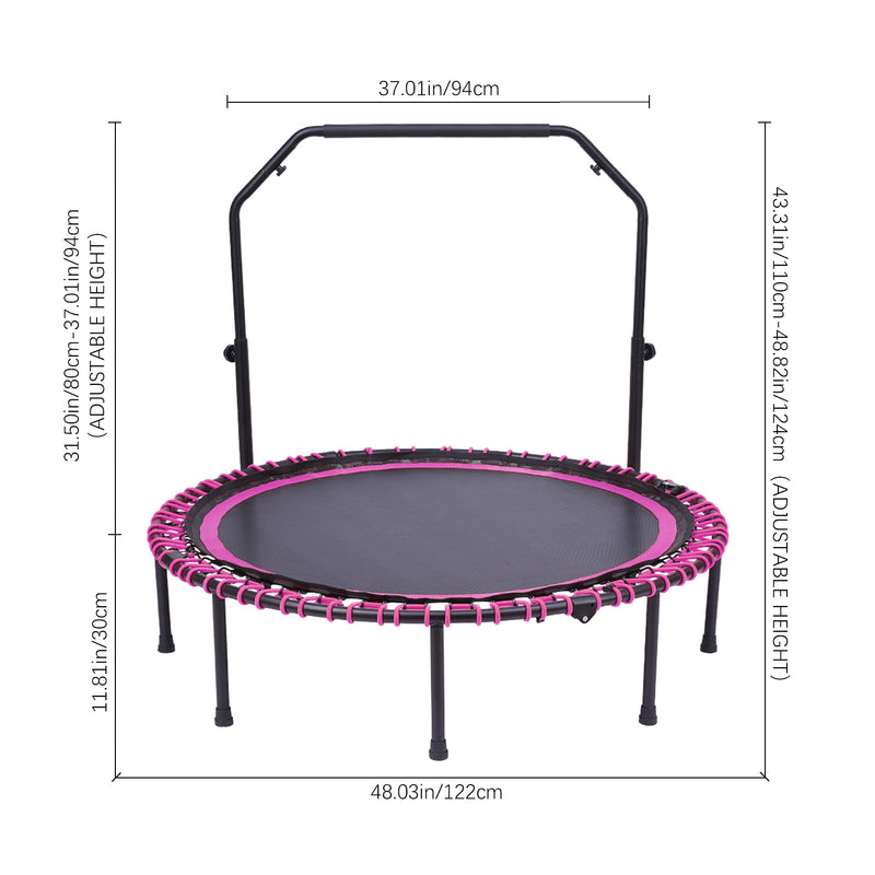 Lifeideas 48in Bungee Cords Foldable Round Trampoline with Adjustable U-Handle Bar