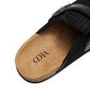 Closed-Toe Slip-On Mules Sandals - Black