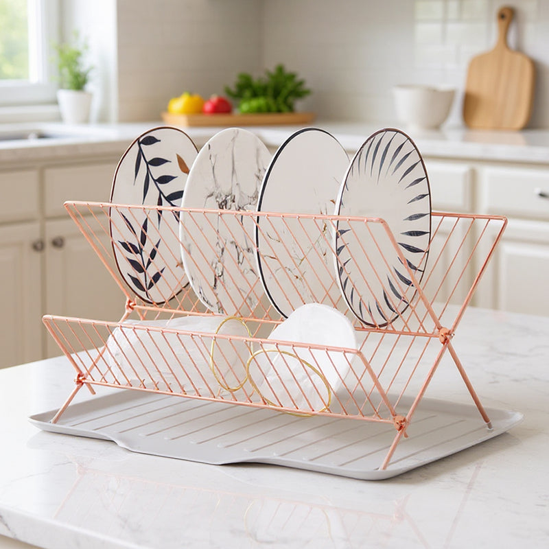 Lifeideas 2-Tier Foldable Countertop Dish Drying Rack with Drip Tray