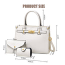 Modishion 3-Pcs PU Leather Handbag with Purse & Card Holder