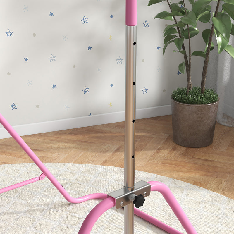 HOMCOM Kids Pink Gymnastic Bar w/ Adjustable Height, Foldable Training Bar