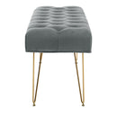Livingandhome Gold Hairpin Leg Velvet Bench