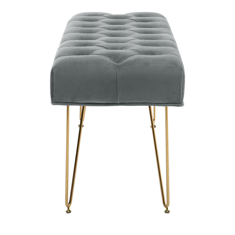 Livingandhome Gold Hairpin Leg Velvet Bench