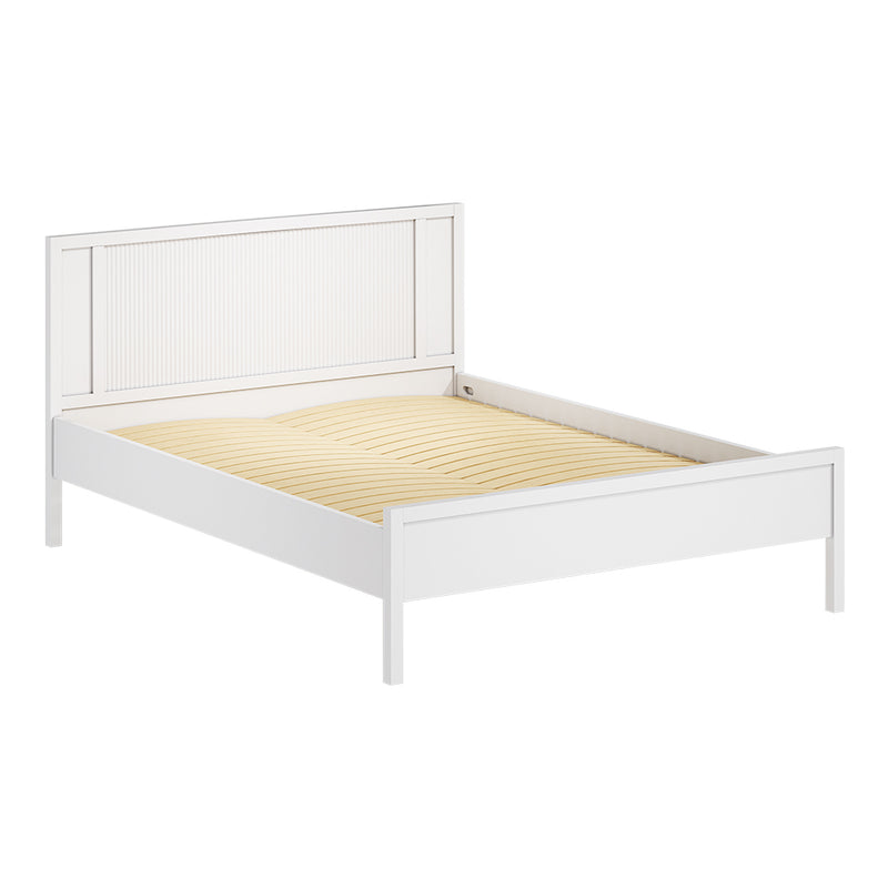 Livingandhome White Slatted Wooden Bed Frame