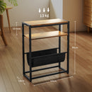 HOMCOM Narrow Side Table, End Table with 3-Tier Storage for Living Room