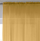 Sheer Gold Plain Woven Voile Slot Top Curtain Panel Pair
