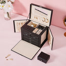 Sheonly Large Multi Tier Faux Leather Jewellery Storage Box with Handle