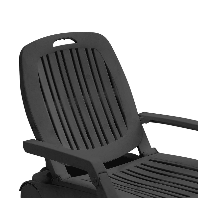 Livingandhome Outdoor Folding Lounge Chair Recliner with Wheels