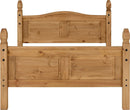CORONA 4'6" HIGH END DOUBLE BED - DISTRESSED WAXED PINE