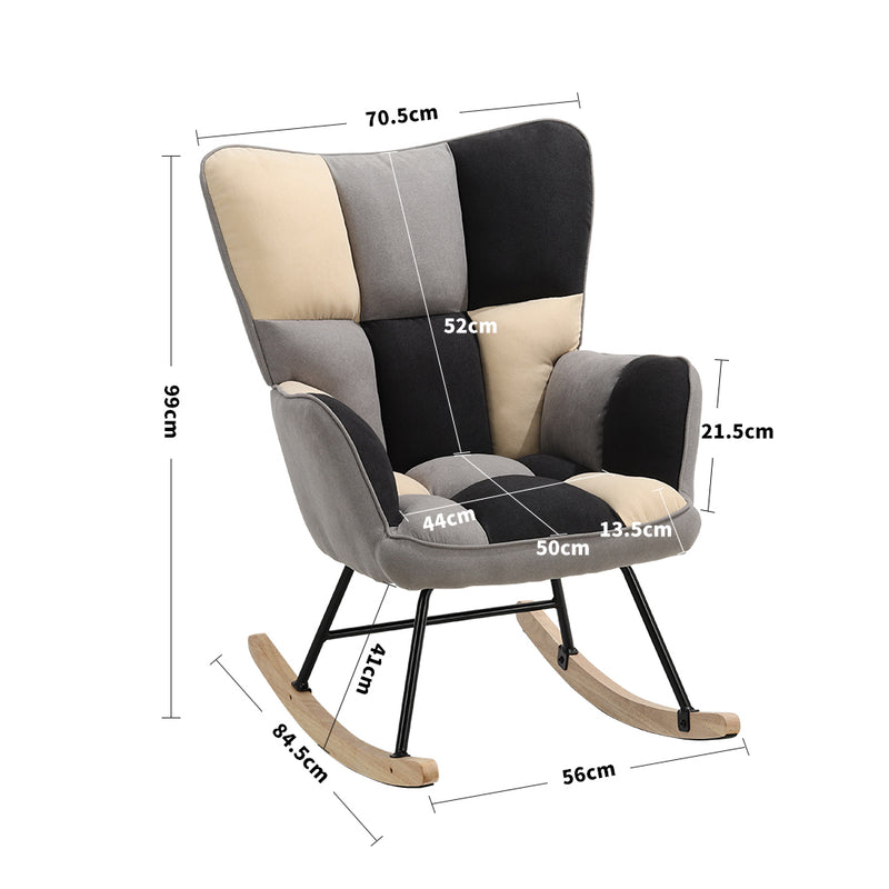 Livingandhome Tufted Linen Upholstered Rocking Chair