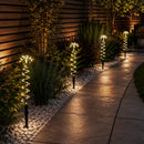 30cm Set of 4 Light up Silver Christmas Tree Garden Path Lights with 200 Warm White LEDs