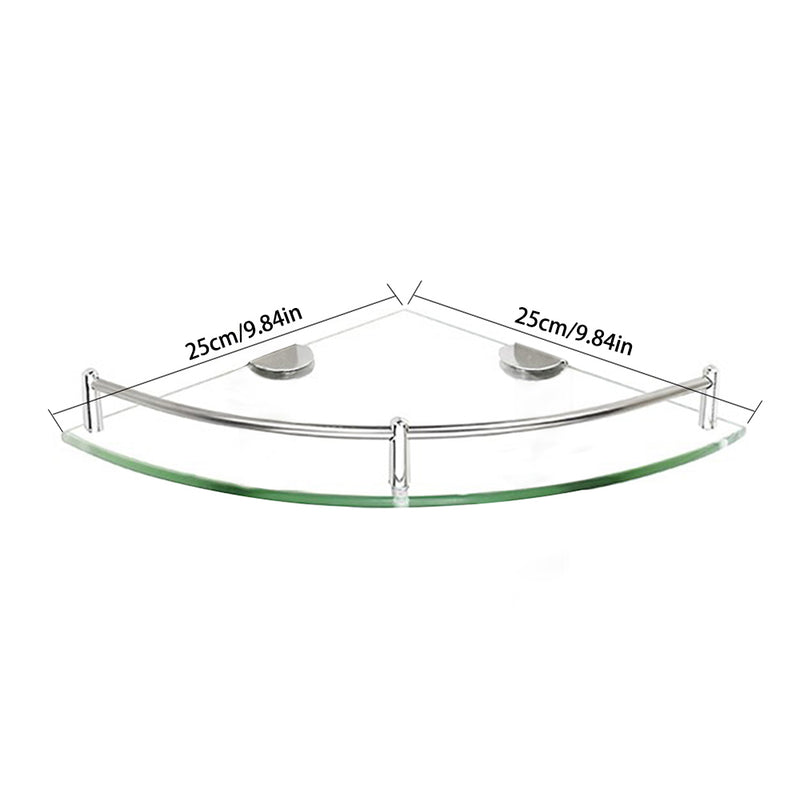 Lifeideas 1 Tier Bathroom Glass Corner Shelf Wall Mounted