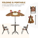 Outsunny Kids Table Chair set with Umbrella, Ages 3-6 Years - Brown