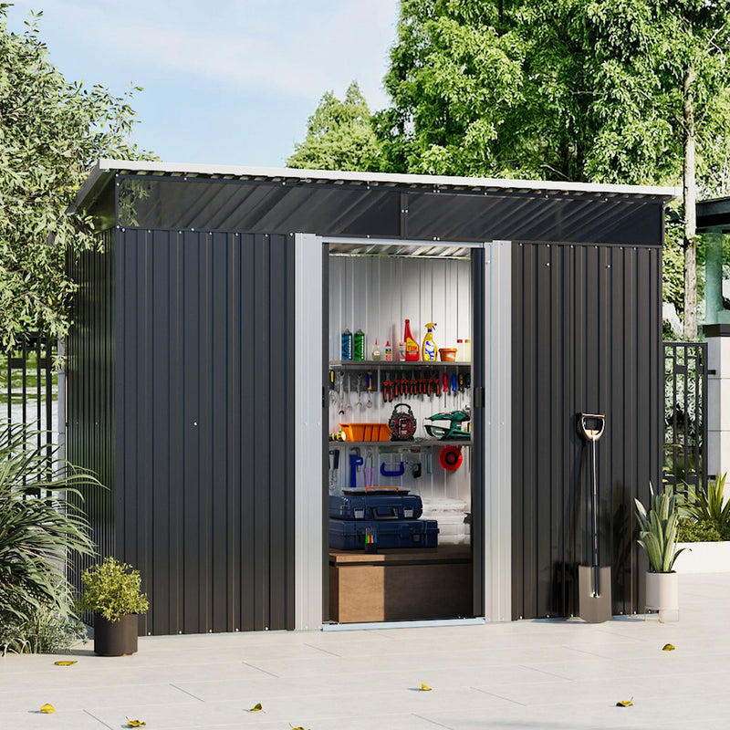 Breeins Sliding Door Metal Storage Shed with Windows