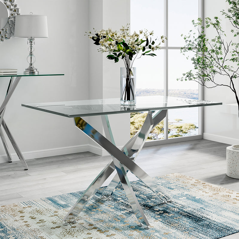 Livingandhome Stylish Tempered Glass Coffee Table