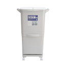 Livingandhome White Double-Layer Three-Compartment Trash Can with Wheels