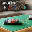 SPORTNOW 300-Piece Texas Holdem Poker Chips Set with Card Shuffler and Shoe