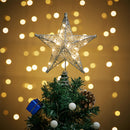 Livingandhome Decorative Star Sequins Christmas Tree Topper with LED Lights