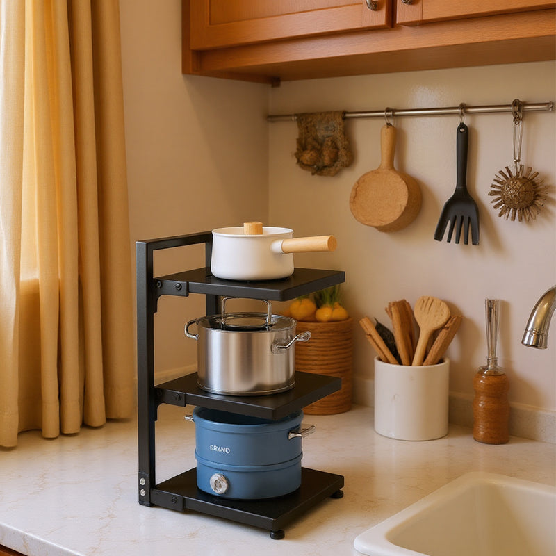 Lifeideas 3-Tier Height-Adjustable Kitchen Pan Organizer Rack