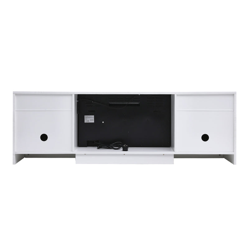 Recessed Electric Fireplace TV Stand with Closed Storage