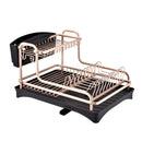 Lifeideas Dish Rack 2 Tiers Dish Drying Drainer with Drying Board Rose Gold
