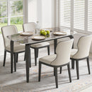 HOMCOM Dining Table For 4, Kitchen Table With Sintered Stone Tabletop, Brown
